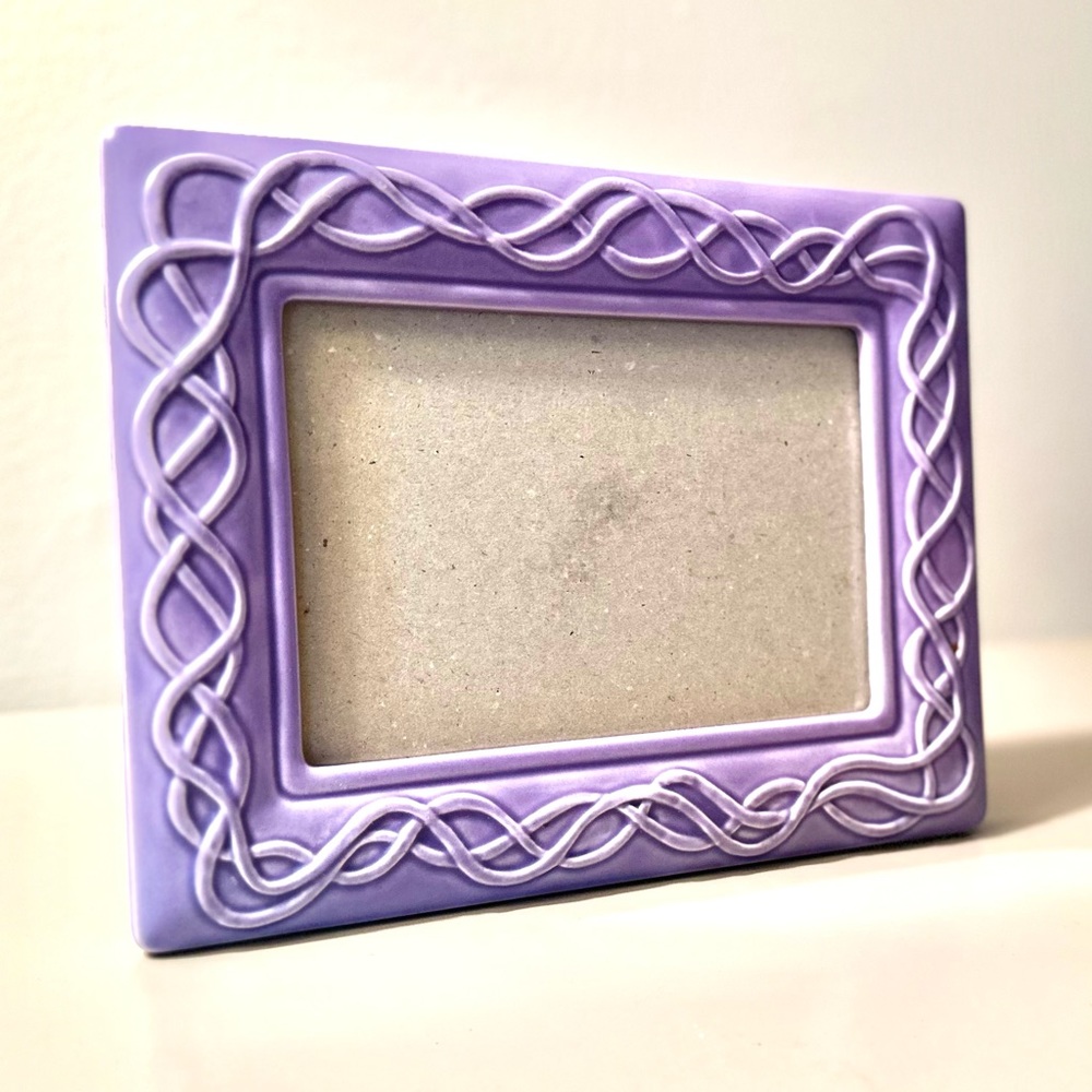 Ceramic Light Purple Design Picture Frame for 5x7 Photo w/ Kickstand